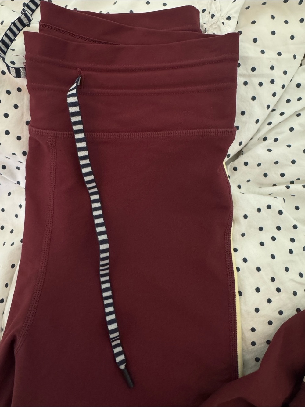 The Upside Burgundy Joggers with Yellow & Tan Side Stripes - Picture 8 of 10
